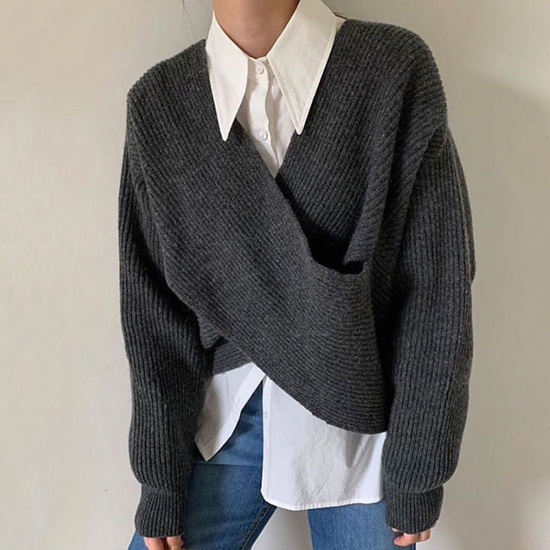 Ravora Paris™ | Pull en tricot croisé chic