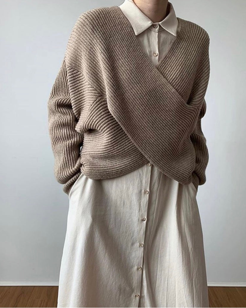 Ravora Paris™ | Pull en tricot croisé chic