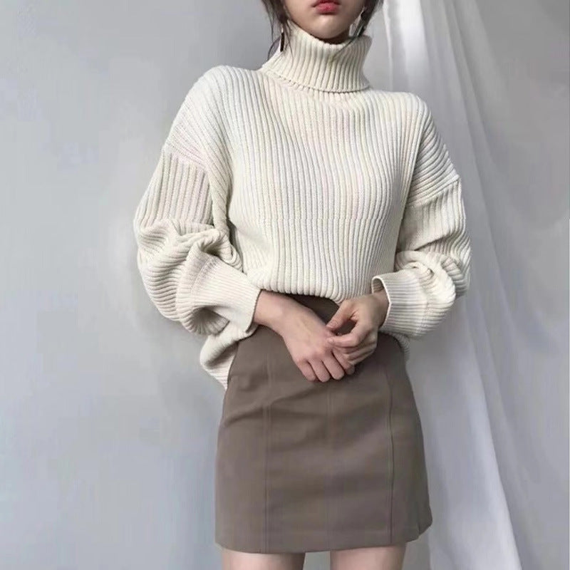 Ravora Paris™ | Luxe Pull à col roulé et à manches ballon