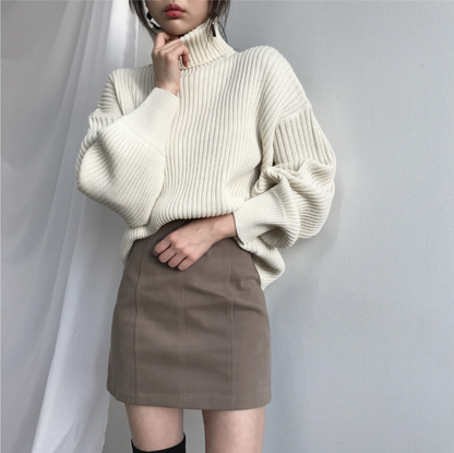 Ravora Paris™ | Luxe Pull à col roulé et à manches ballon
