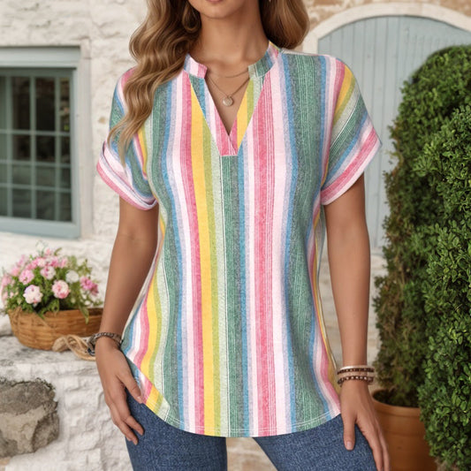 Ravora Paris™ | Blouse À Rayures Colorées Vintage
